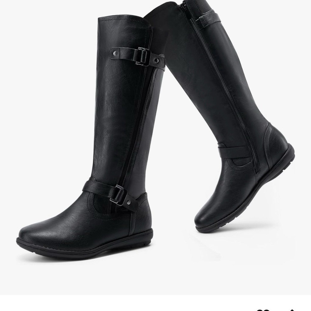 Dream Pairs Black Knee High Faux Fur Lined Flat Boots